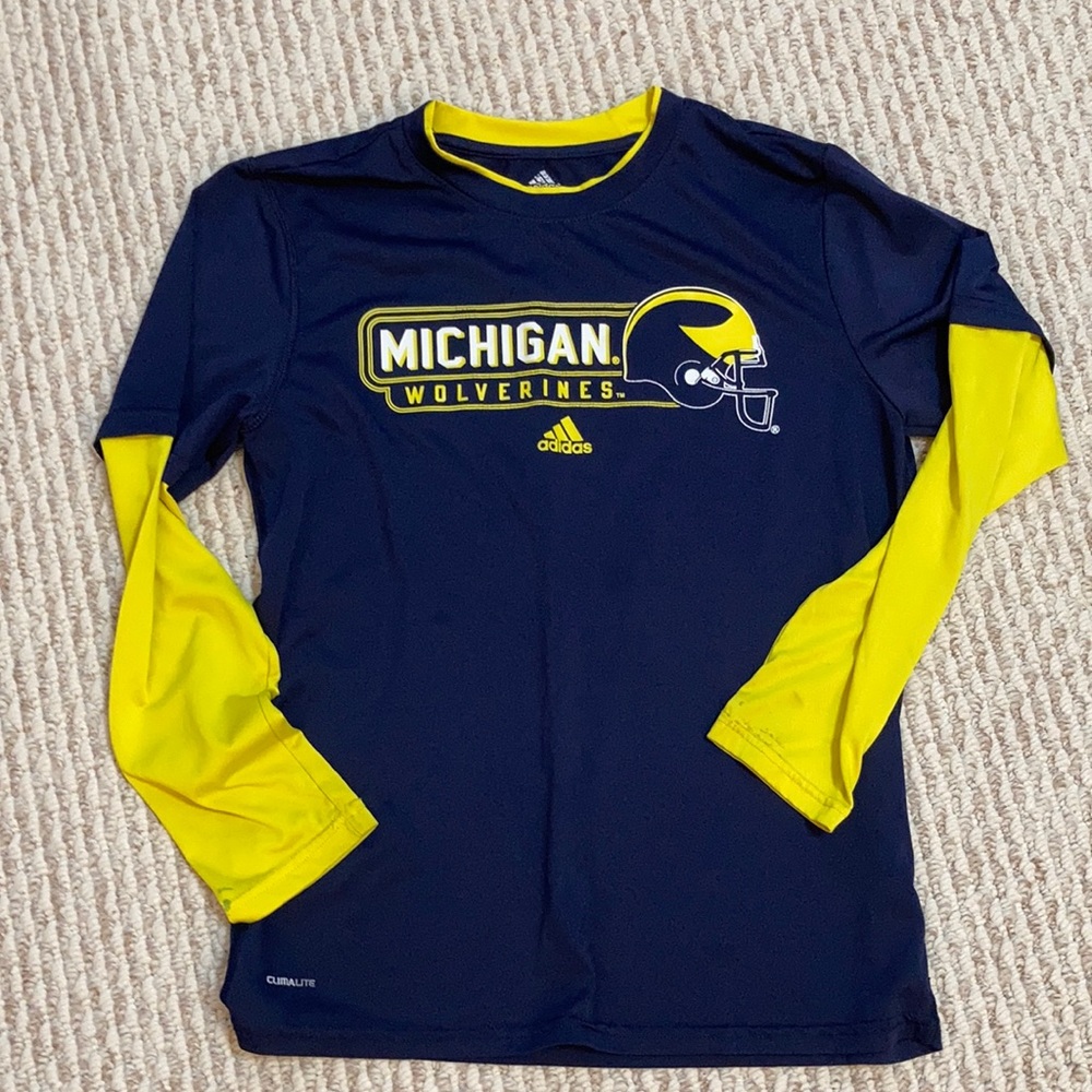 ⭐️⭐️Michigan Wolverines Adidas brand -football long sleeve T-shirt -youth size L